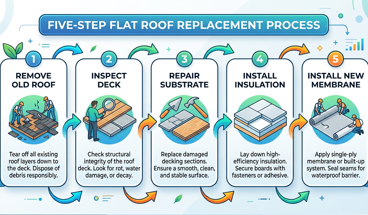 How to replace a flat roof